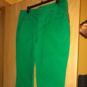 Green Denim Cropped pants